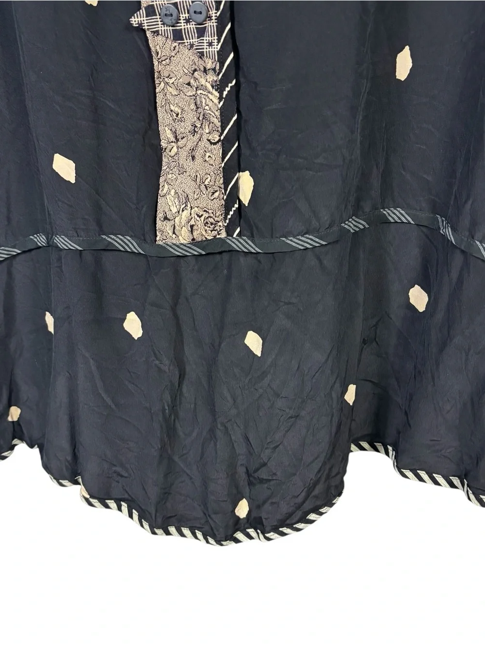 Lorraine Black Silk Polka Dot Art to Wear Boho Artsy Lagenlook Jacket OS